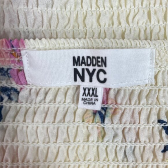 Madden NYC Floral Baby Doll Dress Puff Sleeves Ruffle Hem Cream Size XXXL New - Picture 6 of 10